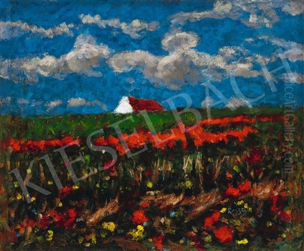 Poppy Field (storm Is Coming) Oil Painting by Jozsef Koszta