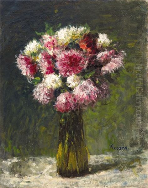 Bouquet Of Flowers Oil Painting by Jozsef Koszta