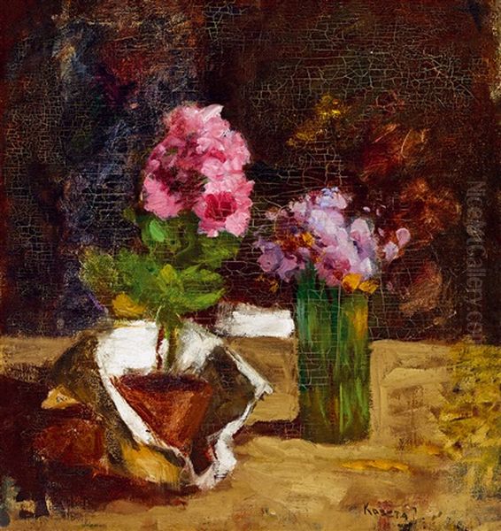 Still-life With Flowers Oil Painting by Jozsef Koszta