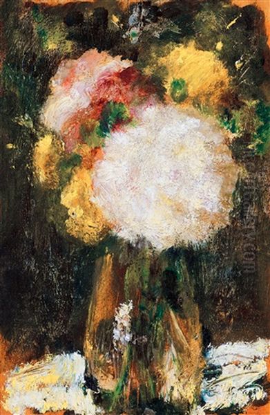 Flowers In A Vase Of Glass by Jozsef Koszta