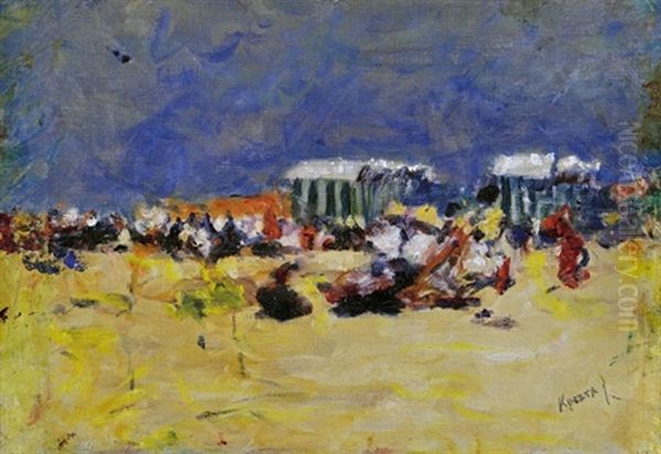 Seaside Oil Painting by Jozsef Koszta