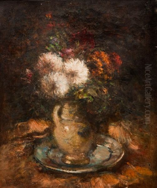 Nature Morte Aux Fleurs Dans Une Carafe by Jozsef Koszta