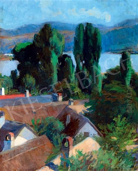 View To The Danube Bend (domos) Oil Painting by Gyula Kosztolanyi Kann