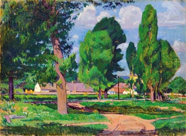 Park In The Spring Oil Painting by Gyula Kosztolanyi Kann