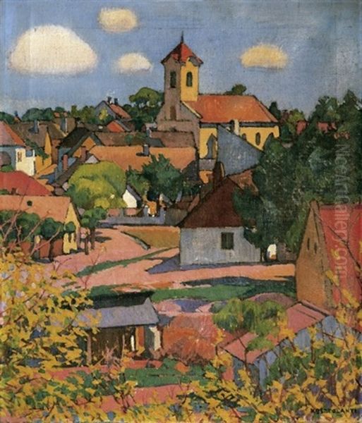 Kisvaros (town) Oil Painting by Gyula Kosztolanyi Kann