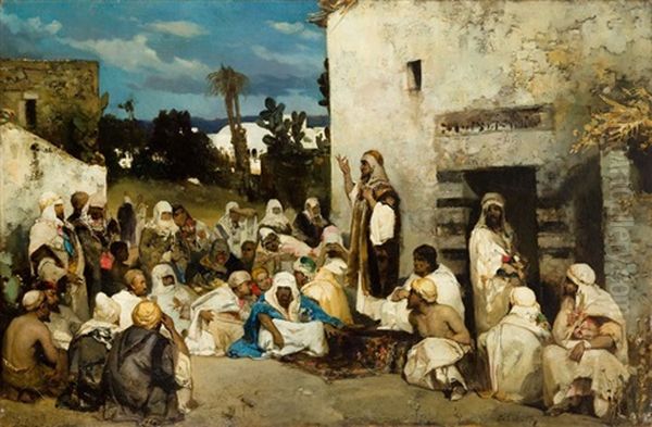 Christ Preaching At Capernaum Oil Painting by Wilhelm Kotarbinski