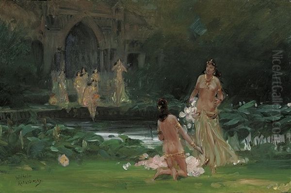 Bathers Oil Painting by Vasili Aleksandrovich Kotarbinsky