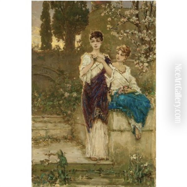 Two Beauties Oil Painting by Vasili Aleksandrovich Kotarbinsky