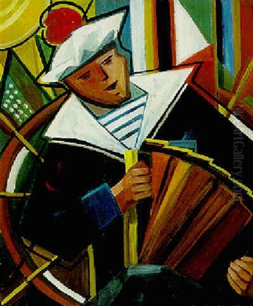 Cubist Sailor Oil Painting by Pavel Kotlarevsky