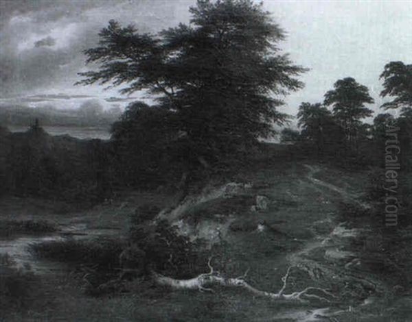 Waldlandschaft Bei Abendstimmung Oil Painting by Theodor Kotsch