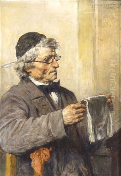 Reading The News Oil Painting by Hugo Kotschenreiter