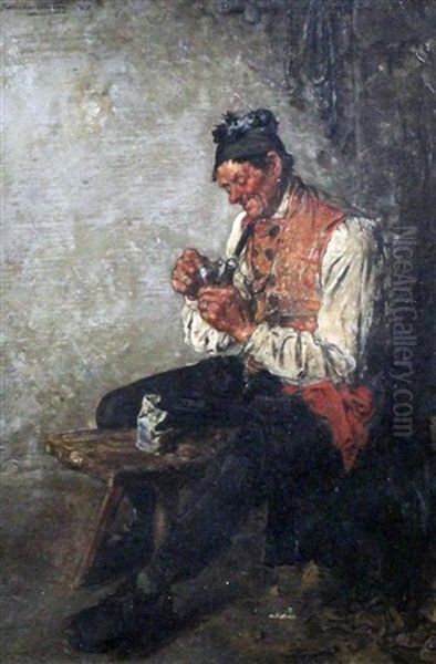 Toper With A Clarinet & Filling The Pepperpots (pair) Oil Painting by Hugo Kotschenreiter