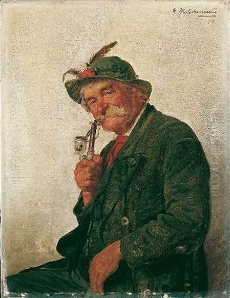 Bauer Mit Pfeife Oil Painting by Hugo Kotschenreiter