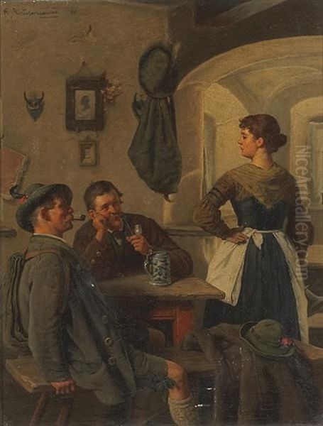 At Ease In The Tavern Oil Painting by Hugo Kotschenreiter