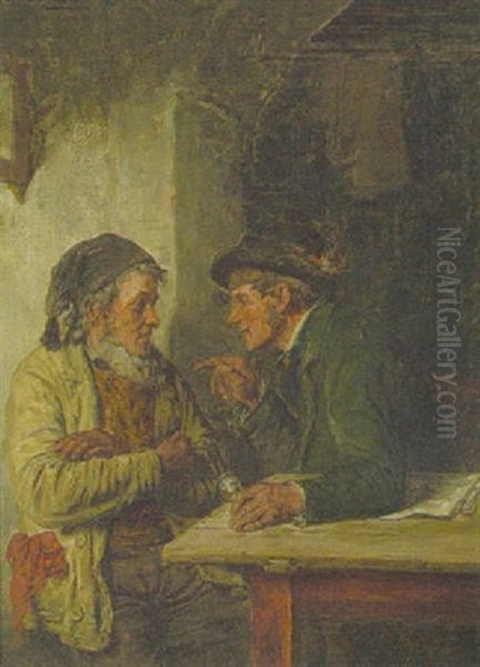 Stammtischbruder In Der Wirtsstube Am Tisch Oil Painting by Hugo Kotschenreiter