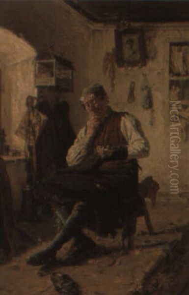 Der Verzweifelte Schneider Oil Painting by Hugo Kotschenreiter