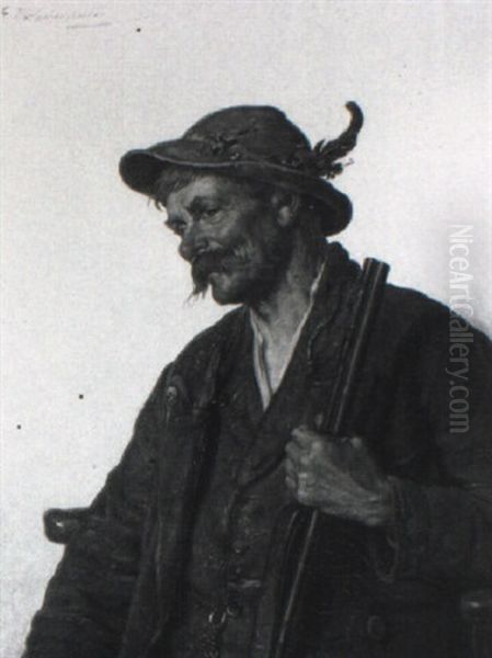 Junger Jager, Ein Gewehr Haltend Oil Painting by Hugo Kotschenreiter