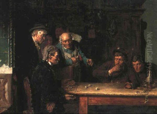 Die Wurfelrunde Oil Painting by Hugo Kotschenreiter