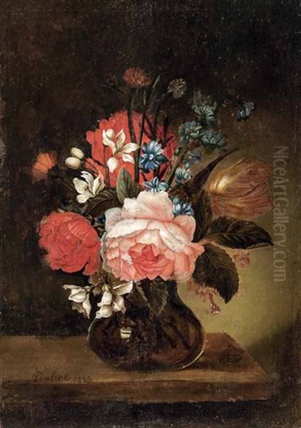 Blumenstillleben Oil Painting by Pauline Von Koudelka-Schmerling