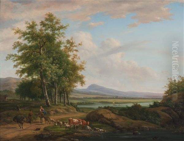 De Rivier De Aar, Kanton Bern Oil Painting by Jacob van Kouwenhoven