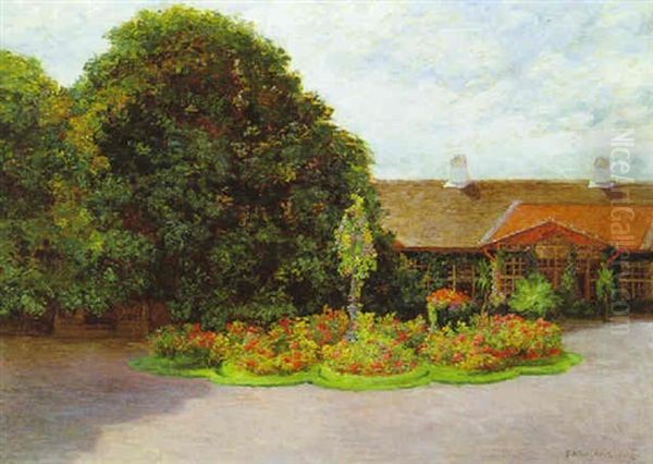 Blumenbeet In Einem Villenpark Oil Painting by Fredo Kovacevic