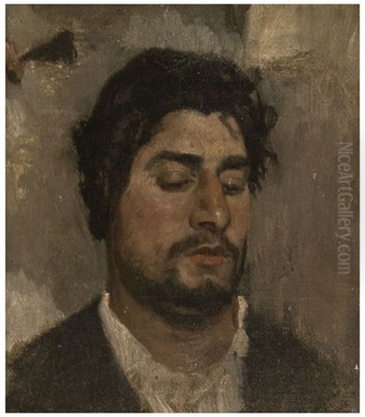 Portrait Of An Italian Man Oil Painting by Pavel Osipovich Kovalevsky