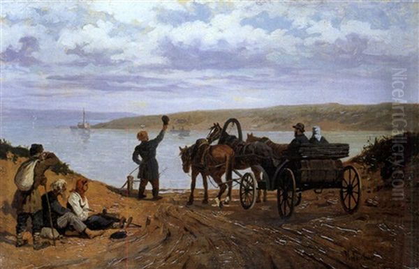 Die Uberfahrt Oil Painting by Pavel Osipovich Kovalevsky