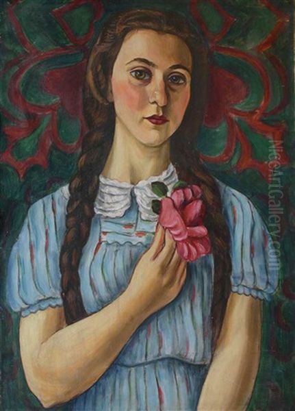 Portrait Of Mrs. Miriam Rosen Michelle Oil Painting by Chana Kowalska