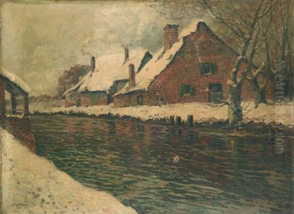 Bord De Riviere Enneige Oil Painting by Ivan Ivanovitch Kowalski