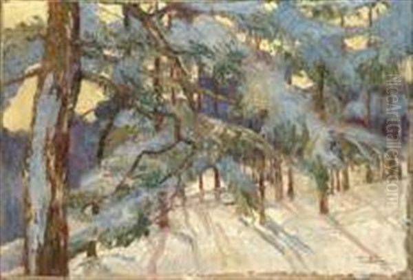 Paysage De Neige Oil Painting by Ivan Ivanovitch Kowalski