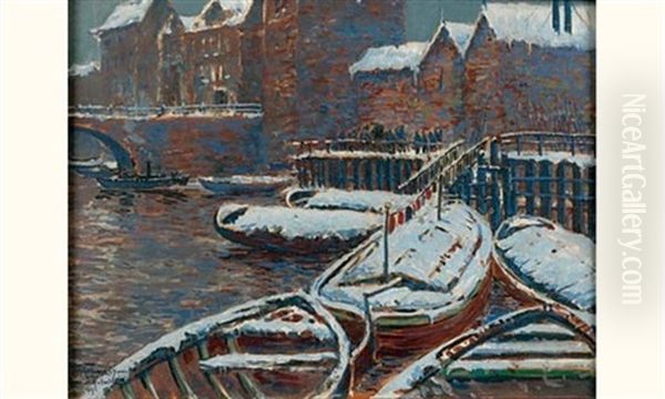 Hiver En Hollande Oil Painting by Ivan Ivanovitch Kowalski