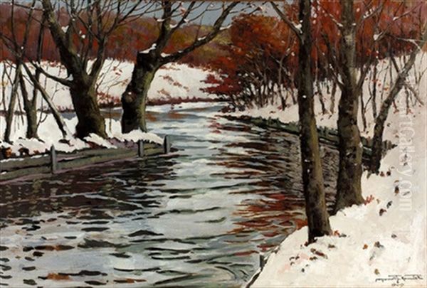 Winterliche Flussuferpartie Oil Painting by Ivan Ivanovitch Kowalski