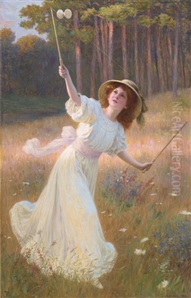 A Game Of Diabolo Oil Painting by Leopold Franz Kowalski