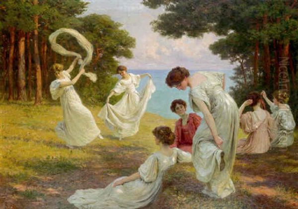 A Summer's Idyll Oil Painting by Leopold Franz Kowalski