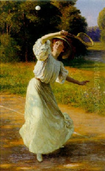 The Tennis Game Oil Painting by Leopold Franz Kowalski