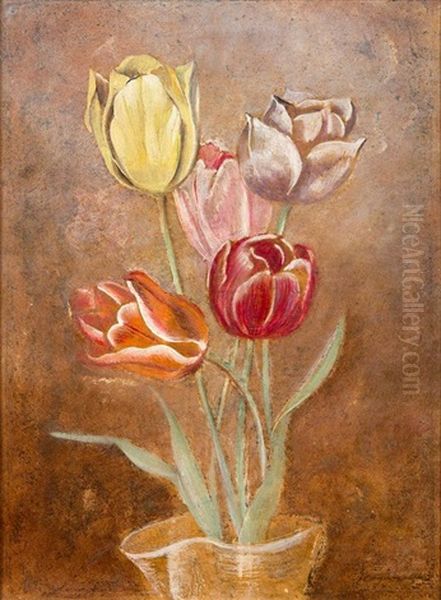 Bouquet De Tulipes Oil Painting by Sei Koyanagui