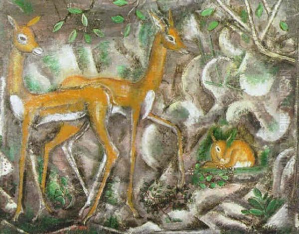 Rehe Im Geholz Oil Painting by Sei Koyanagui