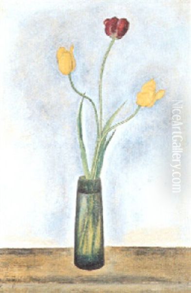 Les Trois Tulipes Oil Painting by Sei Koyanagui