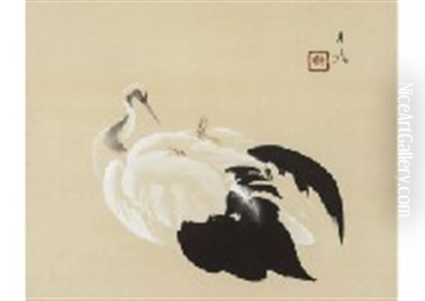 Nesting Oil Painting by Iskizaki Koyo