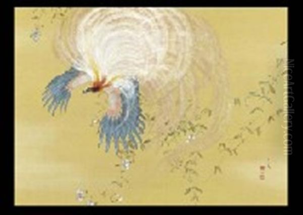 Birds In Fine Day Oil Painting by Iskizaki Koyo