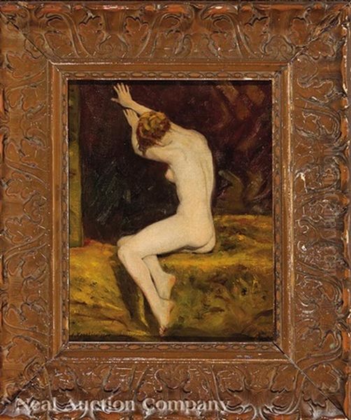 Seated Female Nude Oil Painting by Anton Kozakiewicz