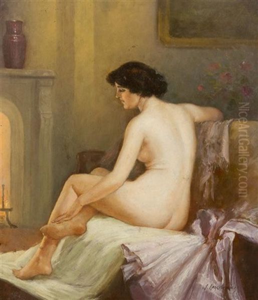 Nude Reclining In Bath Oil Painting by Anton Kozakiewicz