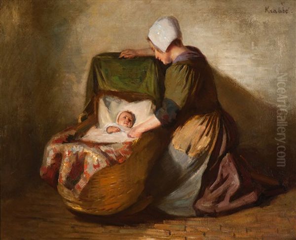 The Lullaby Oil Painting by Hendrik Maarten Krabbe