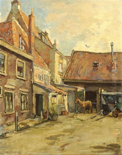 View Of Houses And A Stable Oil Painting by Hendrik Maarten Krabbe