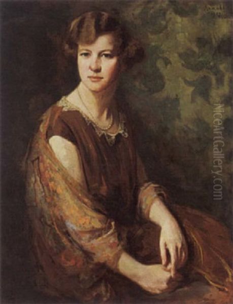 Portrait Of A Young Lady Wearing A Pearl Necklace Oil Painting by Hendrik Maarten Krabbe