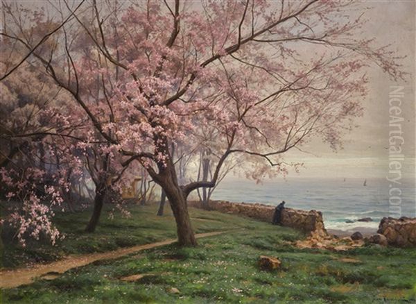 Spring In Crimea Oil Painting by Iosif Evstafevich Krachkovsky