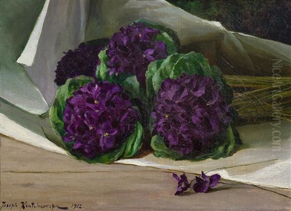 Lilac Oil Painting by Iosif Evstafevich Krachkovsky