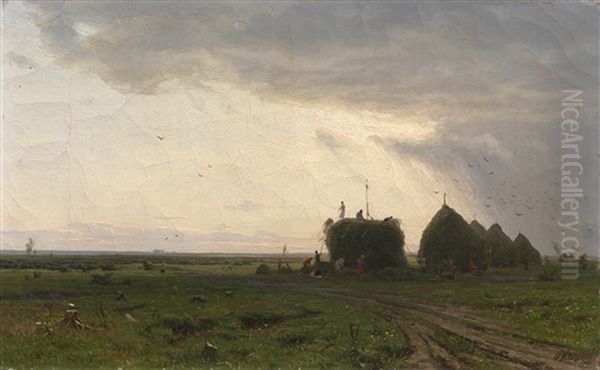 Haymaking Oil Painting by Iosif Evstafevich Krachkovsky