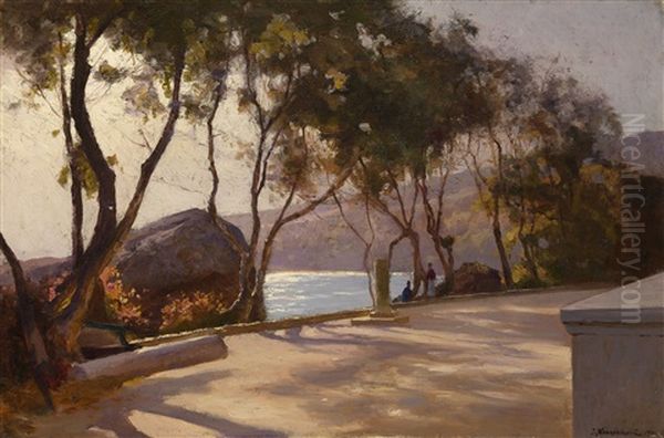 Seafront Oil Painting by Iosif Evstafevich Krachkovsky