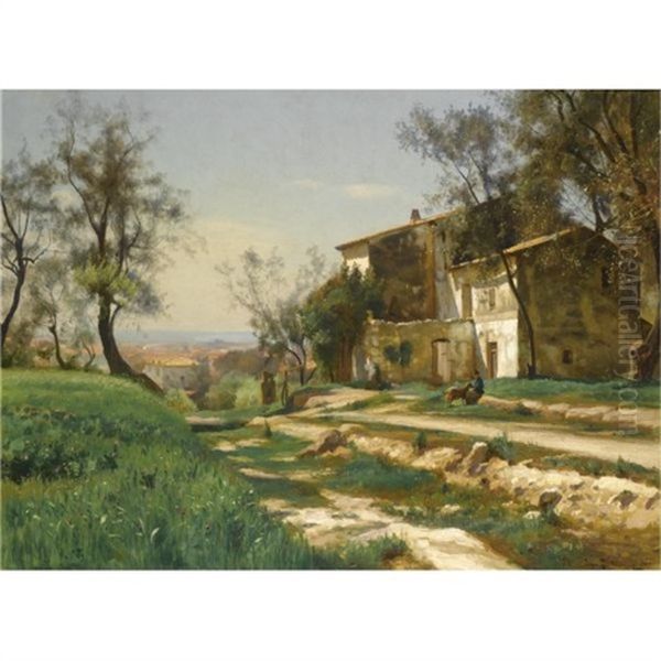 The Outskirts Of Nice Oil Painting by Iosif Evstafevich Krachkovsky